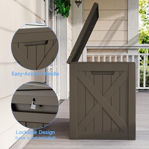 ROJIK 33 Gallon Resin Deck Box, Lockable Waterproof Weatherproof Outdoor Storage Container for Garden Tools, Cushions & Outdoor Accessories(Grey) - color: Grey, size: 33 Gallon