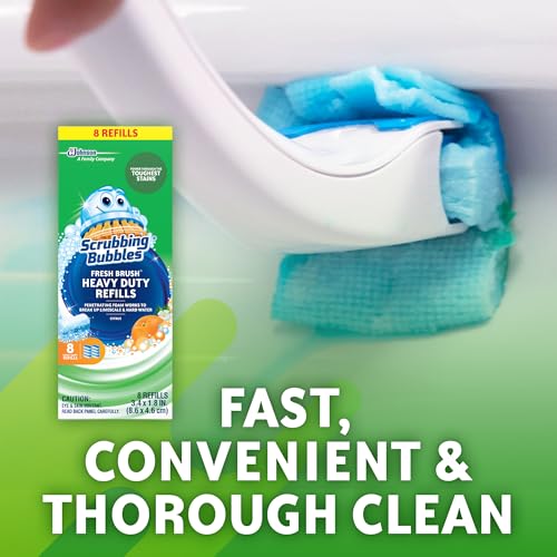 Scrubbing Bubbles Toilet Bowl Wand Cleaner Refills, Fresh Brush Heavy Duty Cleaner Toilet Refill Pads, Removes Limescale & Odors, Citrus Scent, 8 Count (Pack of 1) - size: 8 Count (Pack of 1)