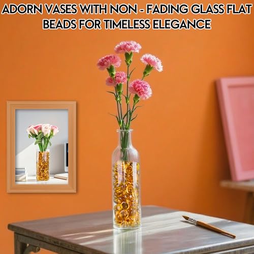 Glass Marbles, 0.97 LB Transparent and Smooth Flat Glass Beads for Vases, Mosaic Gem Pebbles for Aquarium Decor, Floral Arrangements, Mancala Stones, Vase Filler and Crafts, Chrysanthemum Yellow - color: Chrysanthemum Yellow