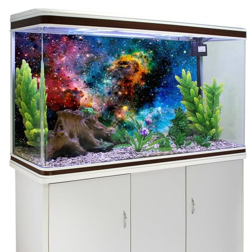 AWERT 24x16 inches Galaxy Aquarium Background Cloud Stars and Colorful Cosmic Universe Fish Tank Background Mystery Space Terrarium Background - size: 24x16in/60x40cm