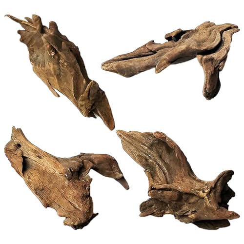 Kathson 4 PCS Aquarium Driftwood Decoration - Natural Branches for Fish Tank, Reptile Terrarium Habitat - Assorted Sizes Wood Accessories - size: 4pcs: 4.2-8.5inch