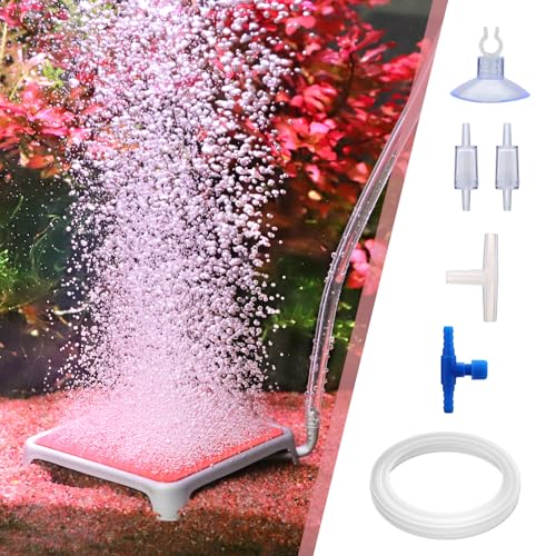hygger Aquarium Air Stone, 3.23 Inch Nano Air Stone Make Super Tiny Bubble, Ultra Quiet Dissolved Oxygen Diffuser Small Airstone with Stainless Steel Base for Aquarium, Fish Tank & Hydroponic, Square - size: 3.23 Inch