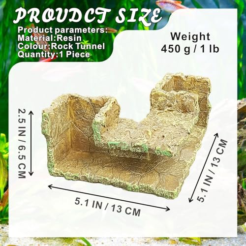 Aquarium Rock Underground Cave Tunnel, Fish and Shrimp Natural Hideout Decoration, Sinking Base with Viewing Ports Decor Under Gravel, 1 Piece