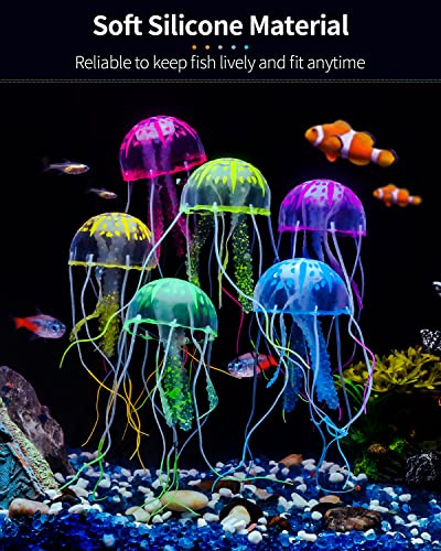Uniclife 6 Pcs Glowing Jellyfish Ornament Decoration for Aquarium Fish Tank - color: Jellyfish