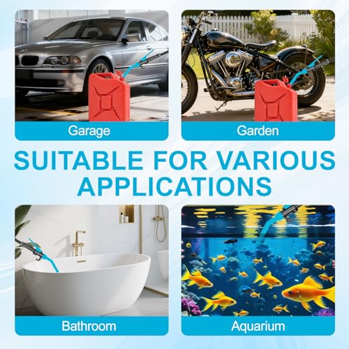 Portable Fuel Transfer Pump - 2.4 GPM Battery Powered Siphon Pump,Siphon Pump for Gasoline,for Fuel, Oil & Water, with Powerful Suction Ergonomic Nozzle 39 Inches Hose（Blue） - color: Blue