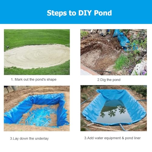 Durable PVC Pond Liner 0.3MM Thick - HDPE Blue Preformed Mat for Fish & Plants, Ideal for Outdoor Ponds, Koi Ponds, Streams, Garden Fountains & Waterfalls (1.5x5m/4.9x16.4') - size: 1.5x5m/4.9x16.4'