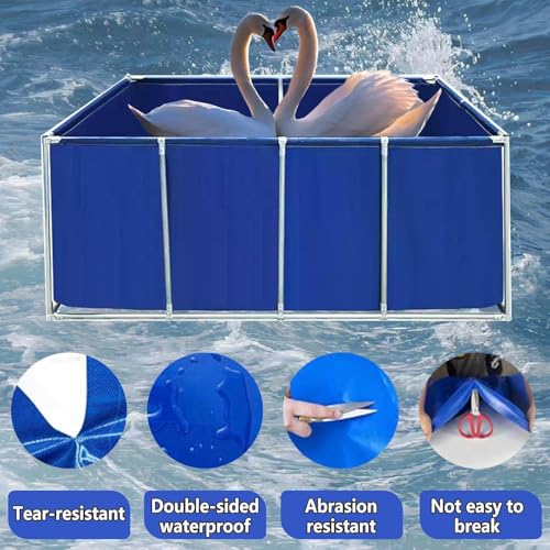 Large Outdoor Fish Holding Tank with Drain Valve, Canvas Fish Pond.Large Outdoor Fish Holding Tank - Above Ground PVC Pool for Koi, Turtles & Aquatic Life with Durable Steel Frame & Canvas L - color: Black, size: 3×1.5×0.9m(9.8×4.9×2.9ft)
