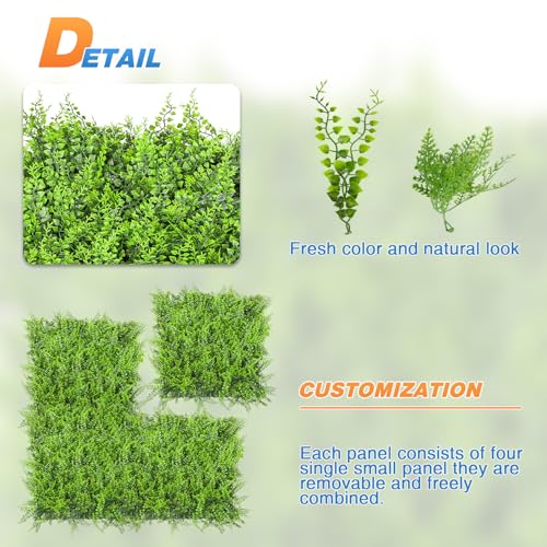 TANG 20"x20"-1PC Artificial Greenery Boxwood Panels Grass Wall Panel, Faux Privacy Fence Ivy Screens Backdrop Fake Hedge for Indoor Outdoor Wedding Décor, Fern with Backing - color: Fern With Backing, size: 20"x20"