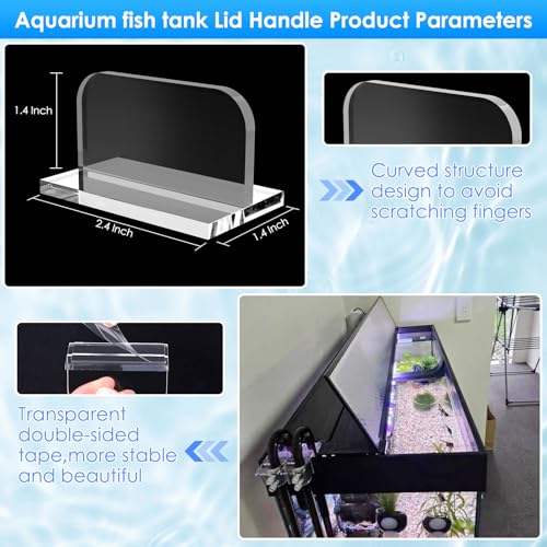 NestBasics 6pcs aquarium lid hinge acrylic fish tank glass canopy handle fish tank hood top cover replacement double tape pull handle