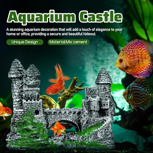 Milisten Aquarium Castle Decoration, Fish Tank Castle Ornaments for Small Fish Shrimp Hide Caves House Betta Hideout for Shrimp Turtle Guppy Crabs, Medium