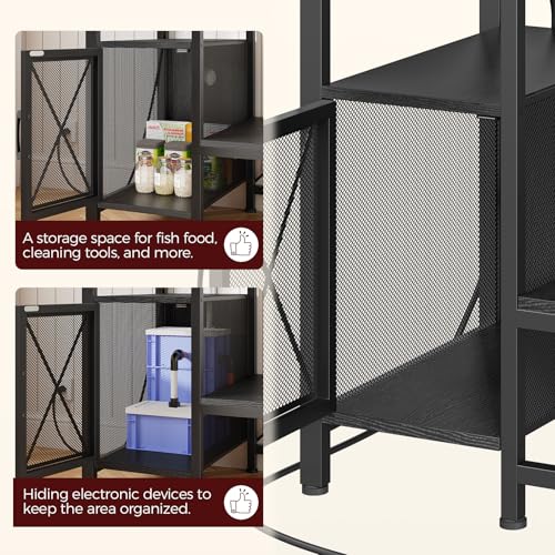 MAHANCRIS 40-50 Gallon Fish Tank Stand, Aquarium Stand with Power Outlet and Storage Cabinet, Heavy Duty Tank Stand Suitable for Turtle Tank, Reptile Terrarium, for Home Office, Black FTBK50E01