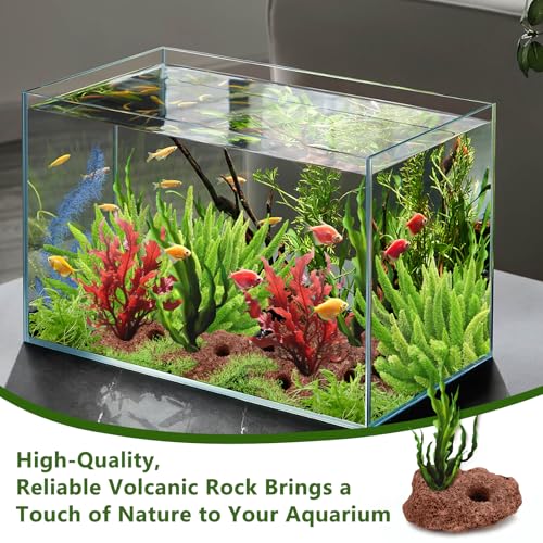 Lava Rock Aquarium, 6Pcs Aquarium Rocks Large for Fish Turtle Tank Plants, Decorations for Aquascaping, Fish Tank Ornaments, Terrarium