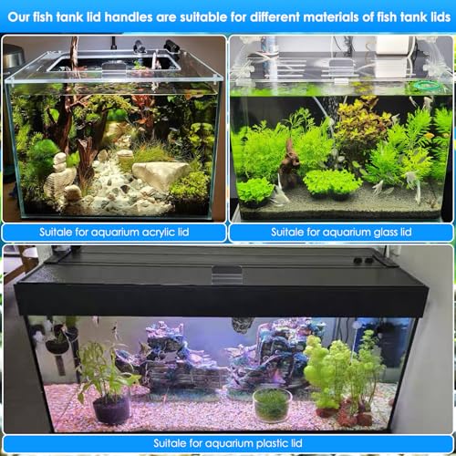 NestBasics 6pcs aquarium lid hinge acrylic fish tank glass canopy handle fish tank hood top cover replacement double tape pull handle