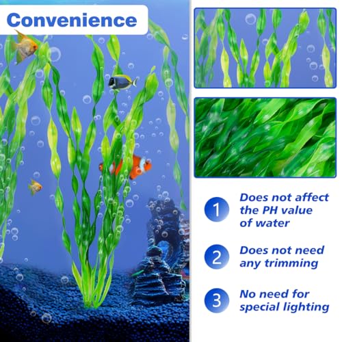 Ameliade 12 PCS Aquarium Artificial Seaweed Decorations 12 Inch Tall Plastic Plants Decor Large Fish Tank Accessories