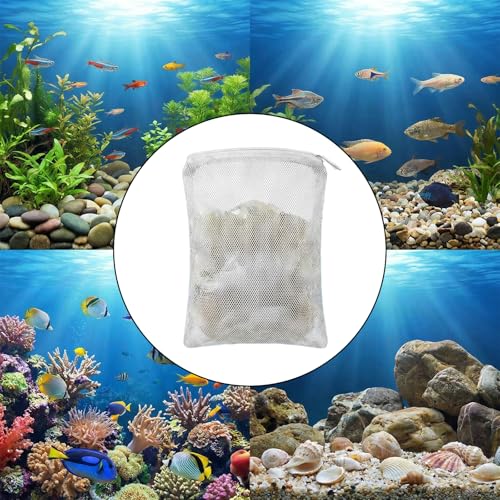 20 Pcs Aquarium Filter Bags 3.94 × 6.30 Inches Reusable Media Bags for Aquarium Extra Fine Mesh Bag Coarse Nylon with Zipper White for Activated Carbon Ceramic Rings Bio Balls