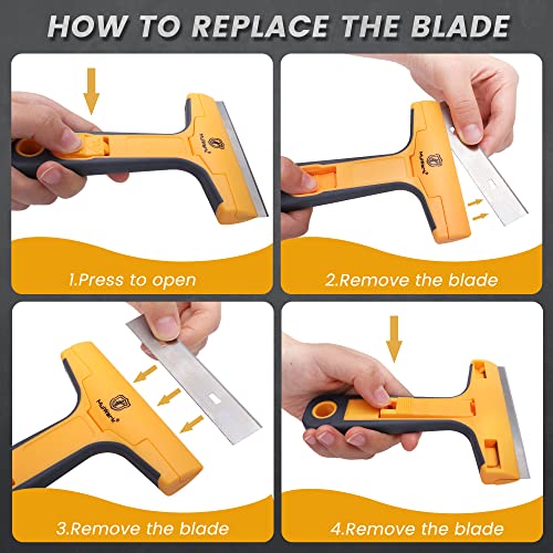 MulWark Razor Blade Scraper Tool Set, 3-Piece with 30 Replacement Blades - Heavy-Duty Cleaning Tool, Standard & Mini Scrapers for Decals, Stickers, Paint, Caulk, and Adhesive Removal - style: 3 Pieces Razor Blade Set with 30PCS Blades