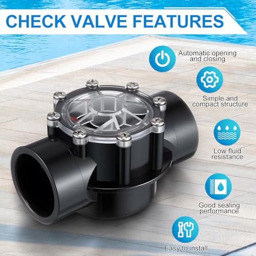 Dreyoo 2 PACK Pool Check Valve Compatible with Jandy/Pentair 2-Inch to 2-1/2-Inch Check Valve,180-degree Regulator Positive Seal & Non Lube Pump Flow Regulator for Swimming Pools and Spas - size: 2-Inch to 2-1/2-Inch