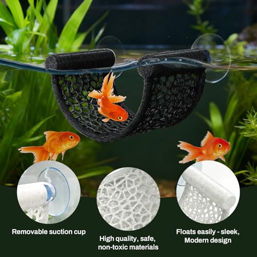 Betta Fish Hammock, White Floating Resting Leaf with Suction Cup - Aquarium Perch Ledge for Bettas, Shrimp, and Nano Fish - Minimalist Tank Decor & Accessory (Black) - color: black