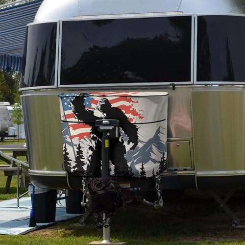 American Flag Ape Man RV Propane Tank Cover for Travel Trailer Replacement Cover for RV/Trailer/Camper Double 20lb Propane Tank Protector - color: American Flag Ape Man, size: Small-Double 20LB
