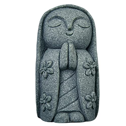 livelyfish Mini Monk Statue Japanese Buddha Figurine Feng Shui Praying Monk Statues Sandstone Sculptures for Fish Tank Aquarium Home Decoration, 5 - size: 5