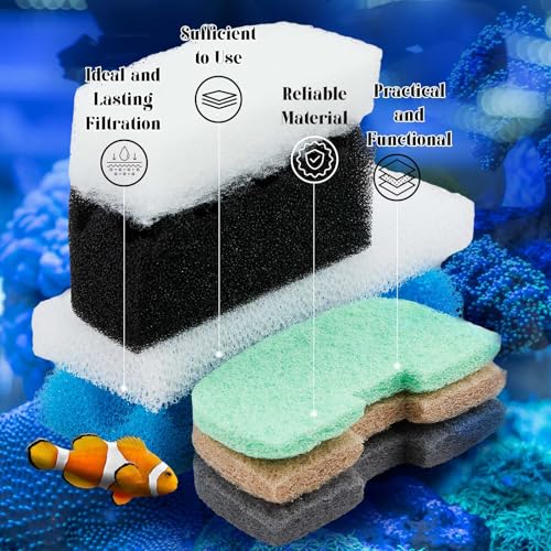 50 Pcs Filter Media Compatible with Fluval 206/207 Canister Filter, Maintenance & Replacement Kit, Bio-Based Sponge, Activated Carbon, Ceramic Rings, Microfiber Rags, Mesh Bags, Silicone Lube