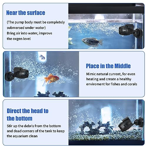 AQUANEAT Aquarium Wavemaker Circulation Pump, 800GPH Fish Tank Powerhead, Submersible Water Pump, Magnetic Base - size: 800GPH