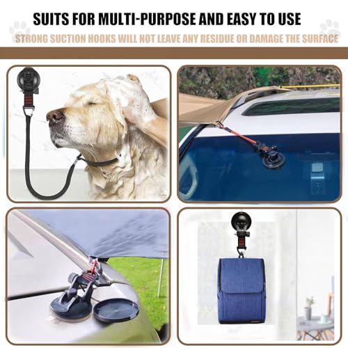 Heavy Duty Suction Cups Anchor with Hooks, Suction Cup Camping Tie Downs with Tarp Clips Deavy Duty ,Outdoor Strong Suction Cup Wall Anchor for RV Boat Camping Tarp Accessory,Car Side Awning (8)