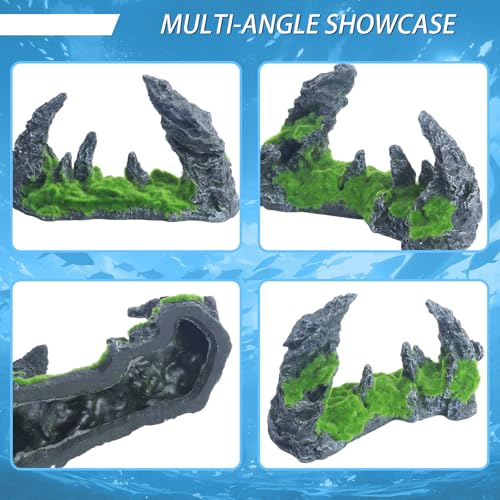 Saim Large Aquarium Mountain View Stone, Resin Cave Ornament – Betta Hideout, Fish House Rock Cave Bridge Aquarium Decorations for Betta Cichlids Hideaway Cave, Crab Hideout