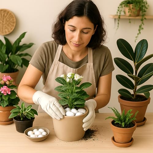 Pebbles for Indoor Plants, 10lbs White Pebbles 0.5-1.2 Inch Decorative River Rocks for Planters, High Polished Stones for Vase Filler Fish Tank Landscaping Garden - size: 0.5-1.2 inch, style: 10 lbs