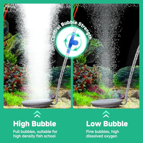 hygger Aquarium Air Stone, 2.3 Inch Fish Tank Bubbler Stone Kit Makes Super Tiny Bubbles, Ultra-High Dissolved Airstone with Stainless Steel Base Aquarium Fish Tank and Hydroponic - size: 2.3 inch