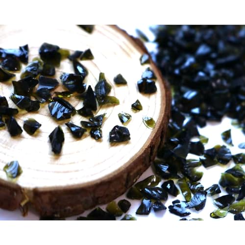 Black Green Blunt Crushed Sprinkles,for Crafts Jewelry Making and DIY Resin Molds Decoration Chips,2-4mm Glitter Colorful Clear Chunky Glass Shards,Broken Glass Crystals Sparkle.(100g) - color: Black green