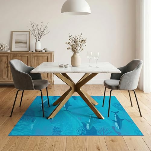 5'x7' Washable Contemporary Wave Area Rug, White Flatwoven Floor Covering Non-Slip Chair-Friendly Carpet for Dining Room, Under Table, Home Office | Ref:2068649 - color: Blue/Pattern 13, size: 5' x 7' (Rectangular)