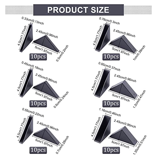 BENECREAT 60Pcs Triangle Corner Protector, 6 Sizes Plastic Glass Table Shelf Corner Guards, Black Mirror Corner Covers, Baby Proofing Edge Protector - color: Black