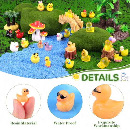 TINKRSTUFF 50PCS Mini Resin Animals Assorted Styles Cute Tiny Ducks,Miniature Duck Figures to Hide,Little Animal Bulk for Topper Desk Garden Dollhouse Landscape Aquarium Ornaments DIY Crafts & Decor - color: Various Ducks-50pcs