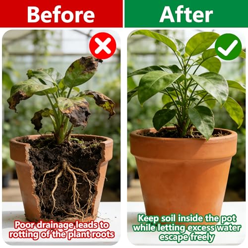6 Pack Pot Mesh Drainage Discs, 6 Inch Thickened Drainage Hole Insert Pads, Reusable Plant Pot Bottom Mesh Mats for Indoor Outdoor Gardening to Prevent Soil Loss and Keep Root Healthy - color: 6 Inch-6 Pcs