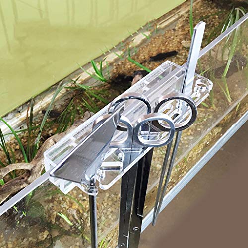 Acrylic Fish Tank Aquascaping Tool - Aquarium Tank Mounted - Aquatic Plant Kits Management Holder Tweezers Scissors Storage Rack