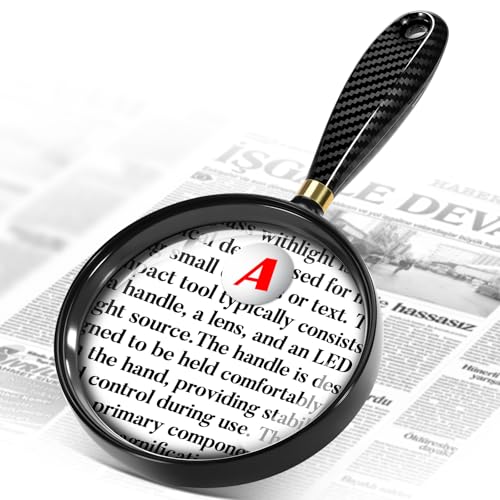 5X 30X Large Magnifying Glass for Reading, 90mm Upgraded Handheld Magnifier with Wide Handle, Magnifying Glass for Seniors Close Work Newspaper Nature Exploration, Hobby