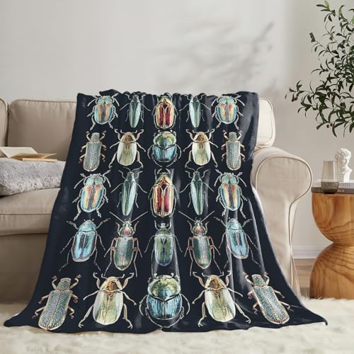 Colorful Beetle Insect Blanket for Girls Kids Women Adults Soft Cozy Flannel Fleece Bugs Throw Blankets Gifts Warm Fluffy Plush Decor for Couch Sofa 80"x60" - color: Insect, size: 80"x60"
