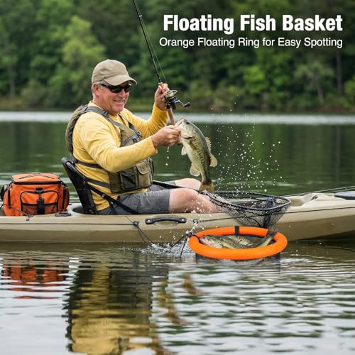 Persei Floating Fishing Basket for Live Caught, Collapsible Fishing Net Storage Cage, Portable Live Well for Keeping Fish, Crawfish and Freshwater Saltwater Fishing