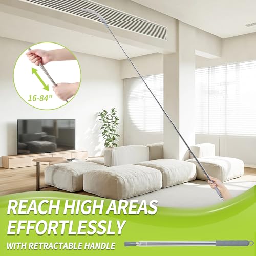 IVYROLL Skinny Duster with Extension Pole for Under Furniture, Under Appliance Cleaning Tool with 3 Microfiber Dusting Cloths, Retractable Flat Duster for Under Refrigerator, Tight Spaces, Gap - color: Set C: Gap Duster & Replacement