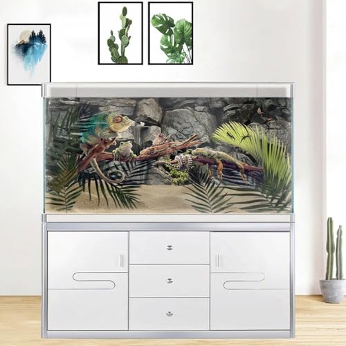 30X12IN Stone Aquarium Background, Rock Fish Tank Background, Natural Rocky Glass Terrarium Background with 8 EVA Double-Sided Tape - color: Stone, size: 30X12in/75X30cm