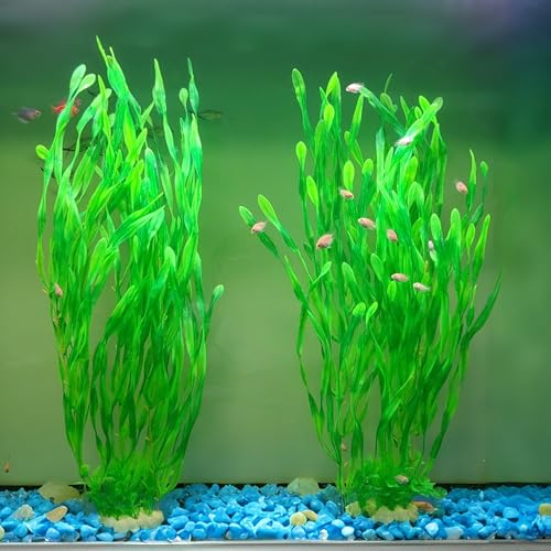 25.98 Inch Tall Aquarium Plants – 2 Pcs Fish Tank Plants Plastic, Large Lifelike Artificial Fish Tank Decorations, Durable & Safe for Freshwater/Saltwater Aquariums (Green (Style B)) - color: Green (Style B)