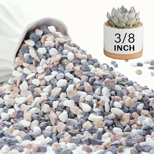 3 lbs Pebbles for Indoor Plants, 3/8 Inch Pea Gravel for Fish Tank, Decorative Rocks for Succulent, Natural River Stones for Vases, Cactus, Landscaping, Bird Bath, Aquarium, Mixed - color: Mixed, size: 3 Lb