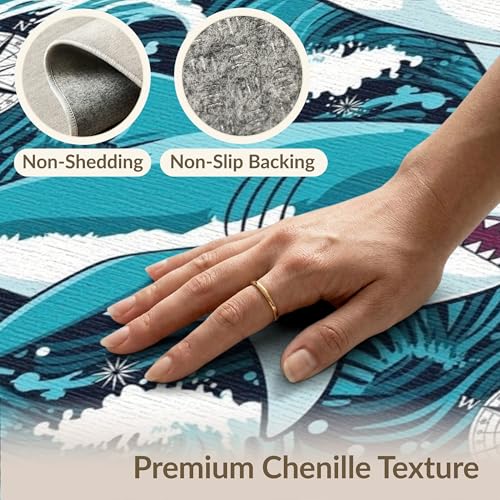9'x12' Washable Flatwoven Rug, White Graphic Wave Stain Resistant Massive Carpet Non-Slip Chair-Friendly Mat for Dining Room, Basement, Large Office | Ref:2068650 - color: Blue/Pattern 14, size: 9' x 12' (Rectangular)