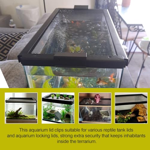 4 Pack Reptile Terrarium Covers Heavy Duty Screen Clips for Zilla Tank 30 Gallon or Larger, Aquarium Lid Clips for Reptile Tank Lid, Rreptile Enclosure Lock for Amphibian and Turtle Terrarium Covers