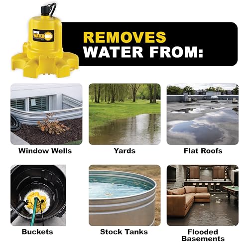 WAYNE - WaterBUG 1/6 HP 1350 GPH Submersible Pump with Multi-Flo Technology - Water Removal and Transfer Pump, Yellow - style: WaterBUG Original