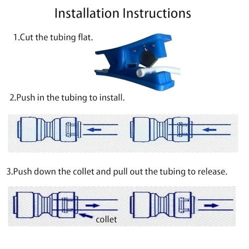 NSF 3/8 Inch Water Line Tubing and Push to Connect Fittings for Reverse Osmosis Water Filter, 15 pcs Connectors + 30 Feet Tubing, Food-Grade POM Material, BPA-Free - style: 3/8"(15pcs+30feet)