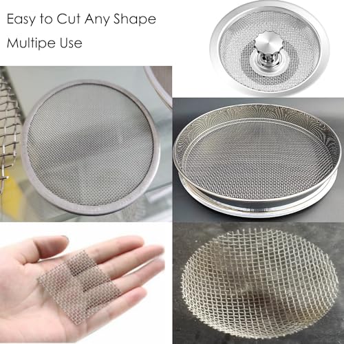 304 Stainless Steel Woven Mesh, 8 Hard and Heat-Resistant Woven Mesh 8"X11.8" (20X30cm) for Air Vent, Animal Cage, Cabinets, Aquarium Wire Mats (4Pack, 8in x 11.8in)
