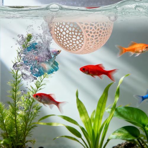 2Pcs Floating Betta Hammock Shrimp Shelter Betta Shrimp Feeder 3D Printed Fish Tank Accessories (S/L, Black) for Small Aquarium Safe Rest - color: Black
