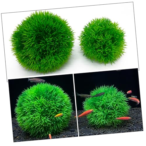 2Pcs Fish Tank Decorations 4.52In Aquarium Fake Plants Lifelike Simulated Water Grass Balls Underwater Crafts for Home Office Aquarium - size: 11.5x11.5cm
